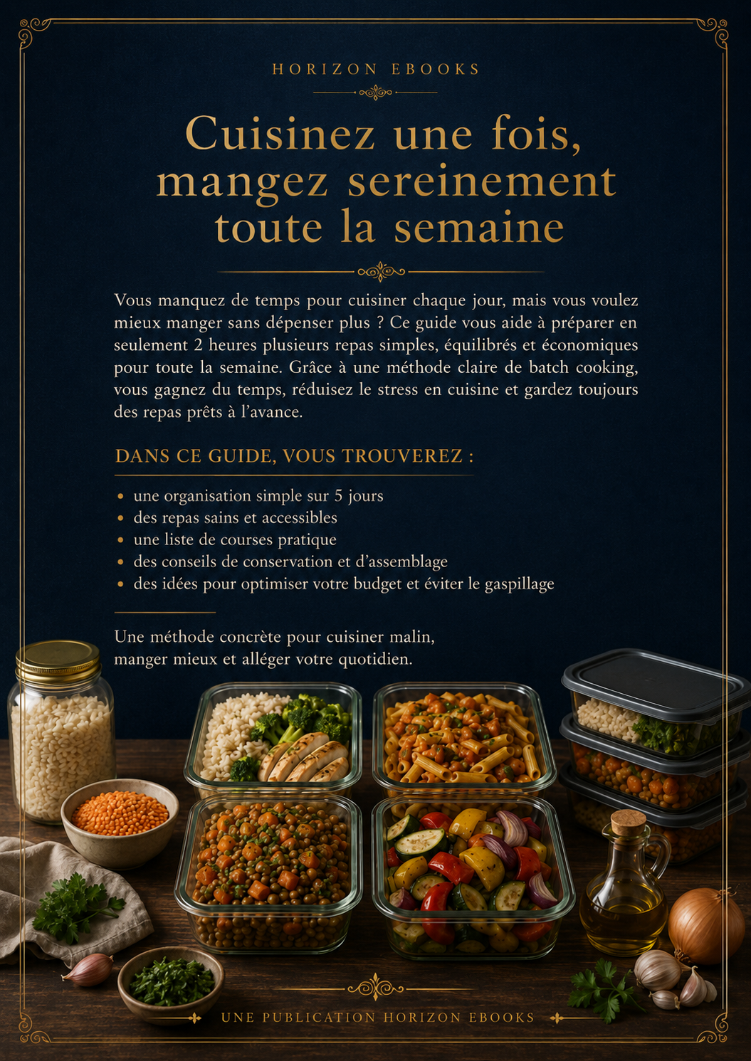 Batch Cooking Petit Budget : 5 jours de repas en 2 heures — quatrième de couverture